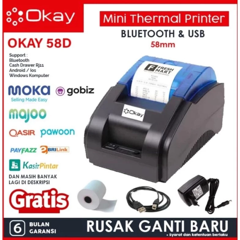 KAY 58D Printer bluetooth mini printer thermal